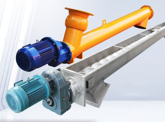 Orange Auger Screw Conveyor Peralatan Pengangkutan Bubuk Dengan Hopper
